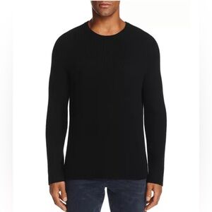 Theory Men’s Enzo Ribbed Black Cashmere Crewneck Pullover Sweater Size Large